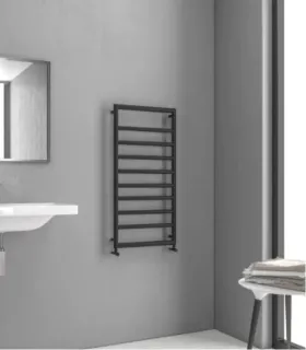 Scaldasalviette Bagno ''Design 7-900'' 90x50cm Interasse 46cm In Acciaio Finitura Nero Opaco