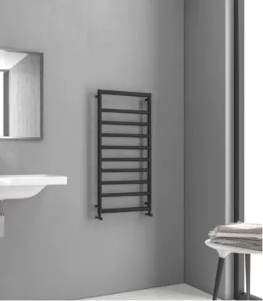Scaldasalviette Bagno ''Design 7-900'' 90x50cm Interasse 46cm In Acciaio Finitura Nero Opaco