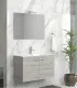 Mobile Bagno Sospeso 75cm Con 2 Ante e Specchio Filo lucido ''new Bitola'' Colore Ice Oak