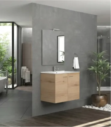Mobile Bagno Sospeso 75cm Con 2 Ante e Specchio Filo lucido ''new Bitola'' Colore Elvezia