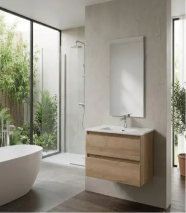 Composizioni bagno "Revital" 80cm in nobilitato melaminico rovere di bordeaux