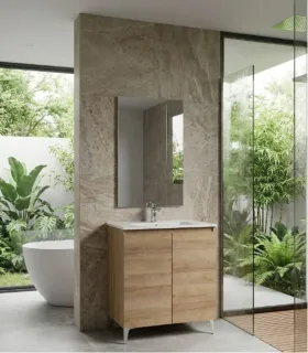 Composizione bagno "Revital" 80cm in nobilitato melaminico rovere di bordeaux