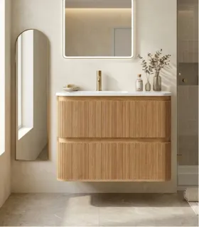 Mobile bagno sospeso in Plywood con lavabo "NORDIC 80"