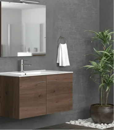 Mobile Bagno Sospeso 75cm Con 2 Ante e Specchio Filo lucido ''new Bitola'' Colore Brown I KARAG I Ap shop