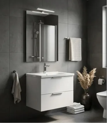Composizione bagno "Rialto" 100cm in nobilitato melaminico bianco opaco