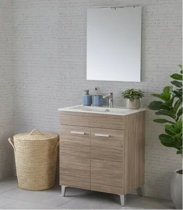 Composizione bagno da terra "Greta" 60cm in nobilitato melaminico rovere di tropea