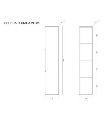 Pensile bagno "Burano" L30xH150 in mdf e pvc I Ap shop
