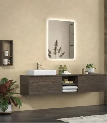 Specchio Bagno Retroilluminato Lice Led Struttura In Vetro Rettangolare Reversibile 600x800x40 Mm "adel80"