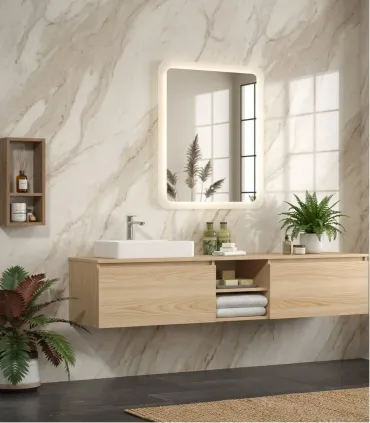 Specchio Bagno Retroilluminato Luce Led Struttura In Vetro Rettangolare Reversibile 600x1000x40 Mm "Adel 100"
