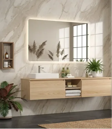 Specchio Bagno Retroilluminato Luce Led Struttura In Vetro Rettangolare Reversibile 600x1000x40 Mm "Adel 100"I Karag I Ap shop