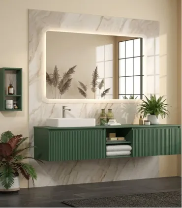 Specchio Bagno Retroilluminato Luce Led Struttura In Vetro Rettangolare Reversibile 800x1200x40 Mm "Adel 120" I Karag I Ap shop