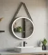 Specchio Bagno Industrial Tondo 50 Cm Con Illuminazione Led Completo Di Cinghia E Gancio In Ecopelle " Anatoli Pim 0154 "