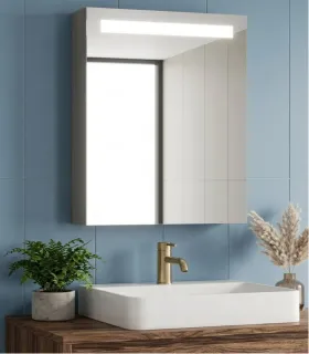 Specchio Bagno Rettangolare Contenitore Con Luce Led Retroilluminato Struttura Acciaio Inox  670 Mm X 400 Mm X 150 Mm "Pic007"