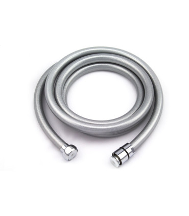 TUBO FLESSIBILE PER DOCCIA IN MATERIALE PLASTICO COLORE ARGENTO F 1/2" X F 1/2" CM 200