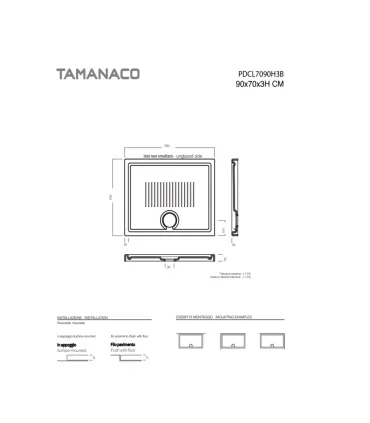 Piatto Doccia "Ceramic 30" in Ceramica Bianco Lucido Antiscivolo 70x90 Spessore 3 cm Tamanaco I Ap shop