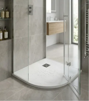 Piatto Doccia Angolare Flat in Marmoresina Bianco 80x80 H 2,5 cm Tamanaco