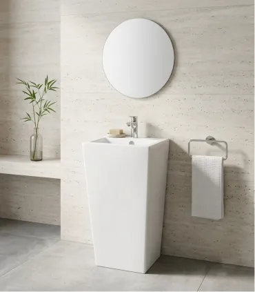 Lavabo a colonna rettangolare centro stanza freestanding ceramica | AP SHOP ONLINE