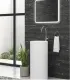 Lavabo Bagno Freestanding A Colonna Tondo Bianco Opaco Da Terra Installazione Centro Stanza "milos 45d-pmw " In Solidsurface