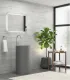 Lavabo Bagno A Colonna Tondo Grigio Opaco "milos 45d-pmdg" In Solidsurface