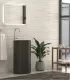 Lavabo Bagno A Colonna Tondo Nero Opaco Da Terra  "milos 45d-pmb" In Solidsurface