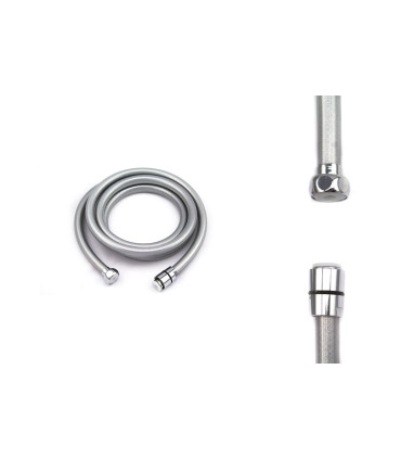 TUBO FLESSIBILE PER DOCCIA IN MATERIALE PLASTICO COLORE ARGENTO F 1/2" X F 1/2" CM 150
