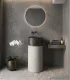 Lavabo In Marmo A Colonna Freestanding Da Terra Centro Stanza " Bora Prdg " Nero In Pietra