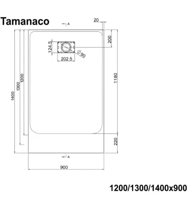 Piatto Doccia Ultra Leggero in SMC Serie ECO Bianco 90x120 H 2,5 cm Tamanaco I Ap shop