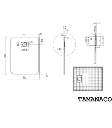 Piatto Doccia Ultra Leggero in SMC Serie ECO Bianco 80x100 H 2,5 cm Tamanaco I Ap shop