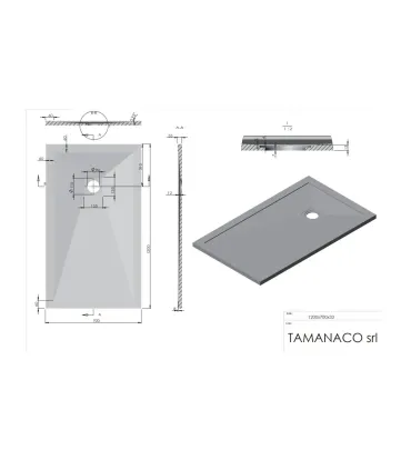 Piatto Doccia in Marmo Resina Serie Flat con Bordo Integrato Bianco 70x120 H 3,3 cm Tamanaco I Ap shop
