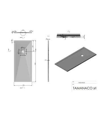 Piatto Doccia in Marmo Resina Serie Flat con Bordo Integrato Bianco 70x160 H 3,3 cm Tamanaco I Ap shop