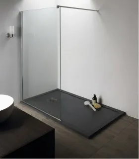 Piatto Doccia in Marmo Resina Serie Flat con Bordo Integrato Antracite 80x180 H 3,3 cm Tamanaco