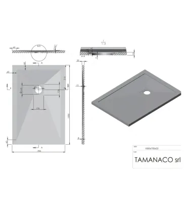 Piatto Doccia in Marmo Resina Serie Flat con Bordo Integrato Colore Crema 70x100 H 3,3 cm Tamanaco I Ap shop