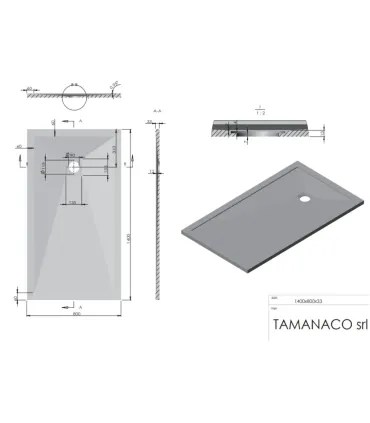 Piatto Doccia in Marmo Resina Serie Flat con Bordo Integrato Crema 80x140 H 3,3 cm Tamanaco I Ap shop