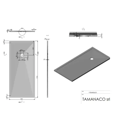 Piatto Doccia in Marmo Resina Serie Flat con Bordo Integrato Crema 80x170 H 3,3 cm Tamanaco I Ap shop