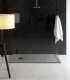 Piatto Doccia in Marmo Resina Serie Flat con Bordo Integrato Colore Grigio Cemento 70x140 H 3,3 cm Tamanaco