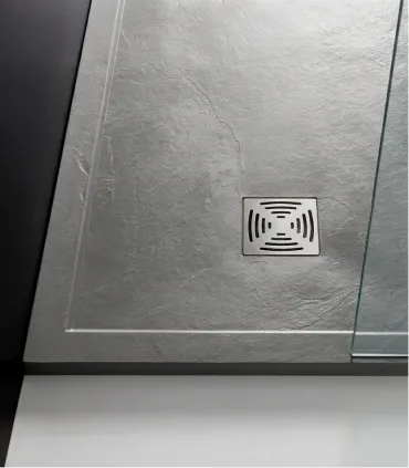 Piatto Doccia in Marmo Resina Serie Flat con Bordo Integrato Colore Grigio Cemento 70x180 H 3,3 cm Tamanaco I Ap shop