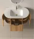 Mobile Bagno "Pillè" 100 cm con Lavabo in Porcellana e Specchio 2 Ante 1 Cassetto Acacia