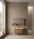Mobile Bagno "Pillè" 120 cm con Lavabo in Porcellana e Specchio 2 Ante 1 Cassetto Acacia