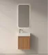 Mobile Bagno "Nordy" 45 cm 1 Anta Finitura Acacia con Lavabo in Porcellana e Colonna