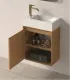 Mobile Bagno "Nordy" 45 cm 1 Anta Finitura Acacia con Lavabo in Porcellana e Colonna