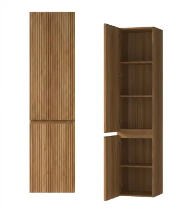Mobile Bagno "Nordy" 45 cm 1 Anta Finitura Acacia con Lavabo in Porcellana e Colonna I Karag I Ap shop