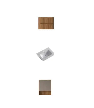 Mobile bagno sospeso in Plywood con lavabo e specchio "NORDIC 60" I KARAG I Ap shop