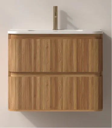 Mobile bagno sospeso in Plywood con lavabo e specchio "NORDIC 80"