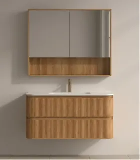 Mobile bagno sospeso in Plywood con lavabo e specchio "NORDIC 100"