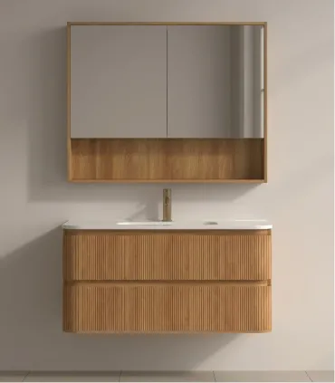 Mobile bagno sospeso in Plywood con lavabo e specchio "NORDIC 100"