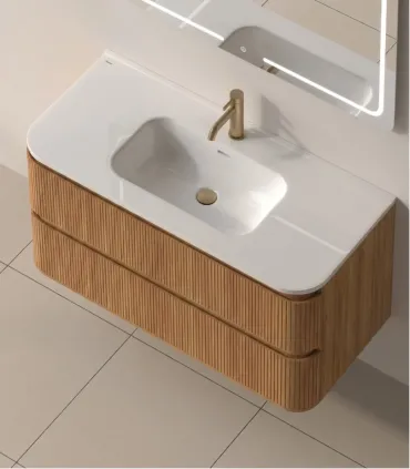 Mobile bagno sospeso in Plywood con lavabo e specchio "NORDIC 100" I KARAG I Ap shop