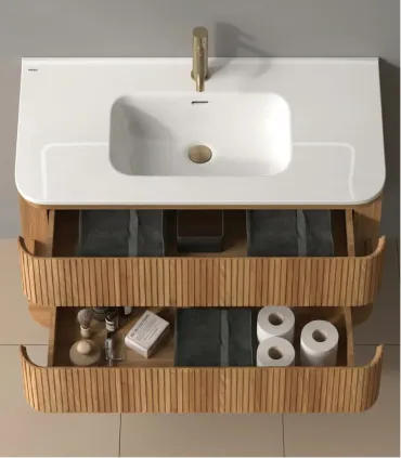 Mobile bagno sospeso in Plywood con lavabo e specchio "NORDIC 120" I KARAG I Ap shop