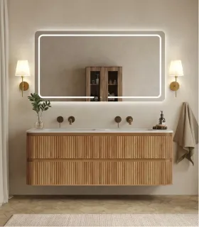 Mobile bagno sospeso in Plywood con lavabo "NORDIC 140"