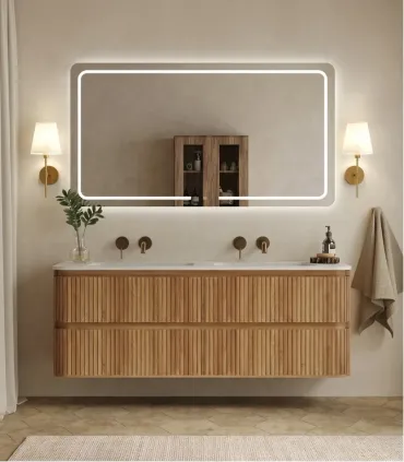 Mobile bagno sospeso in Plywood con lavabo "NORDIC 140"