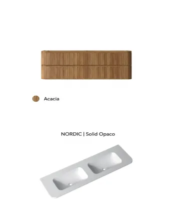 Mobile bagno sospeso in Plywood con lavabo in Solid Surface Opaco "NORDIC 140" I KARAG I Ap shop